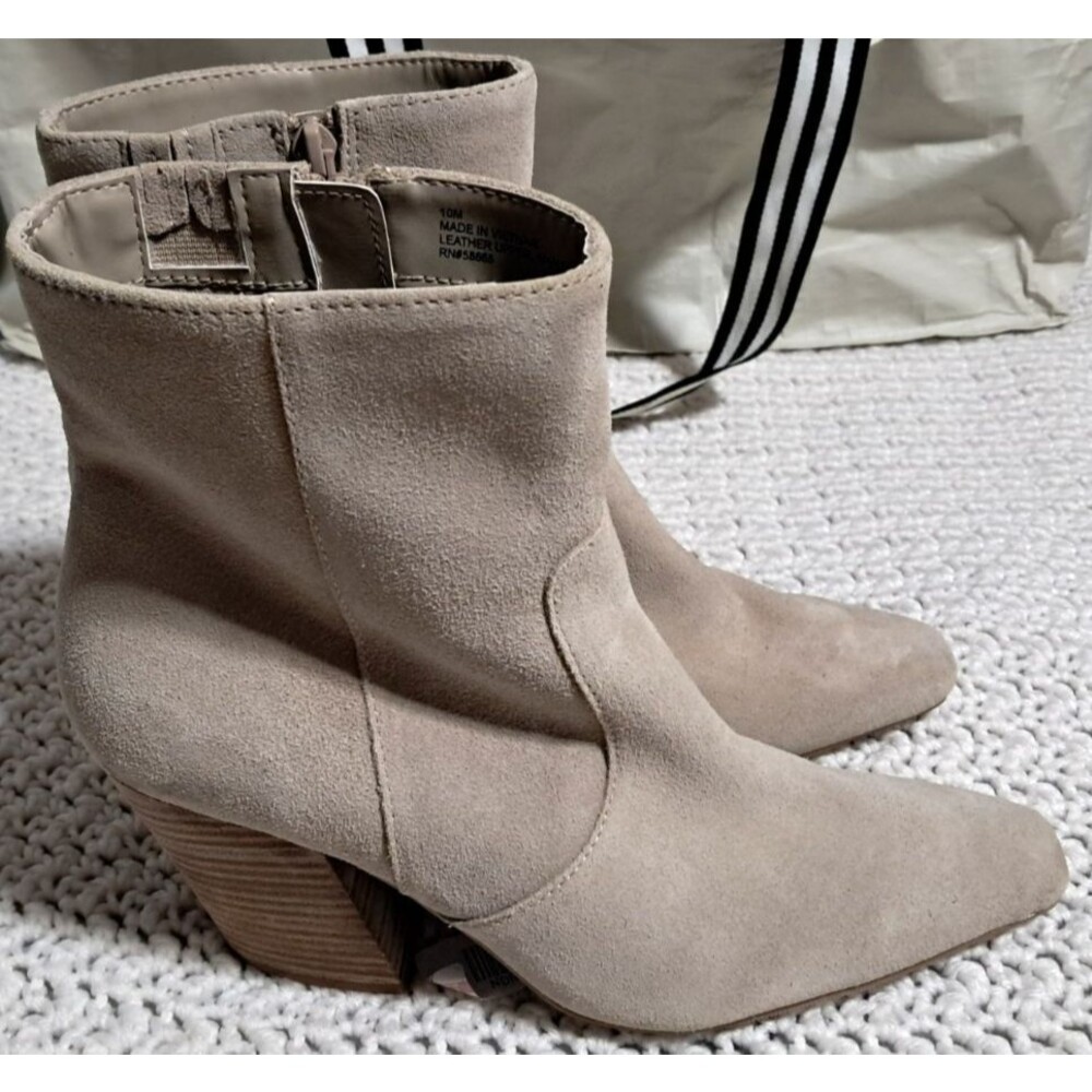 Open Edit Size 10 Stone Suede Heeled Pointed Boots Never Worn Western